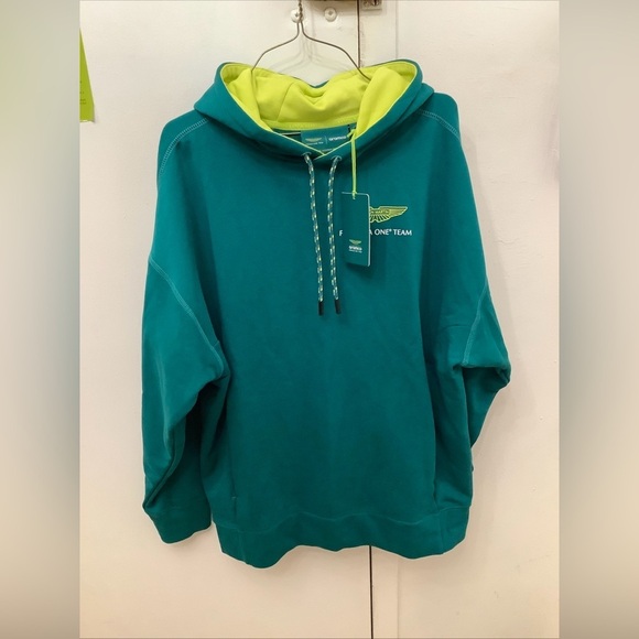 Aramco Aston Martin F1 Team Unisex Green Logo Pullover Hoodie- Medium​​ - Picture 1 of 10